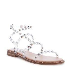 Steve Madden Silver Studded Strappy Flat Sandals